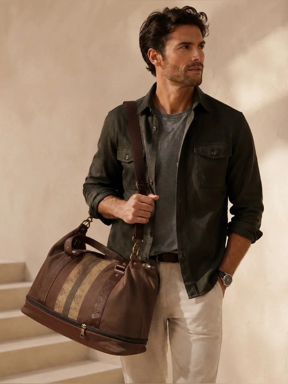 Banana Republic Canvas Weekender Duffel Bag - Brown
